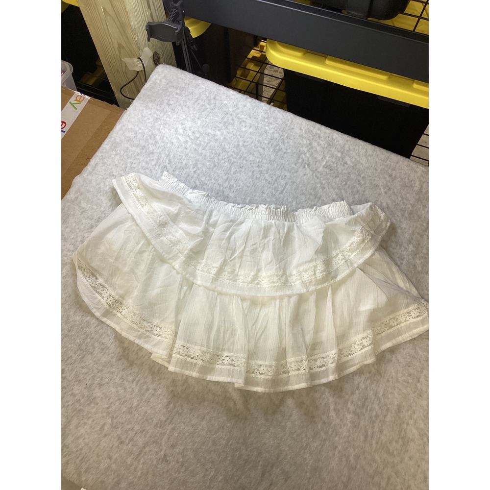 Wild Fable White Tiered Lace Trim Mini Skirt XL NWT Elastic Waist Ruffle Boho - Picture 5 of 5